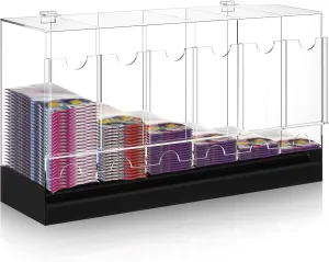 6 Slots Acrylic Booster Pack Dispenser with Black Base, Card Dispenser Storage and Organizer, for Trading Card, Booster Packs, Sports & More