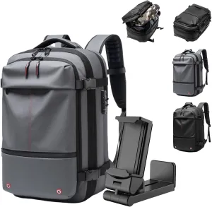 60L Expandable Vacuum Backpack Travel, Portable Waterproof and Anti-Theft Vacuum Sealed Storage Backpack (Grey)