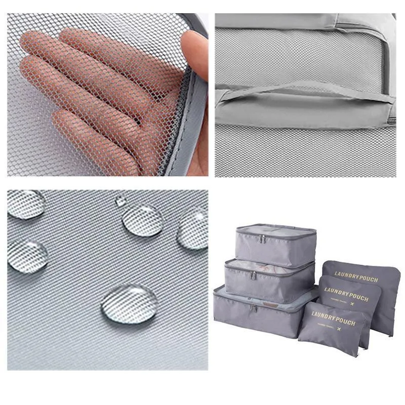 6PCS/Set Suitcase Storage Bags Luggage Organiser Clothes Packing Travel Cubes