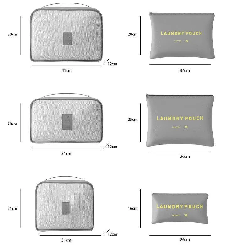 6PCS/Set Suitcase Storage Bags Luggage Organiser Clothes Packing Travel Cubes