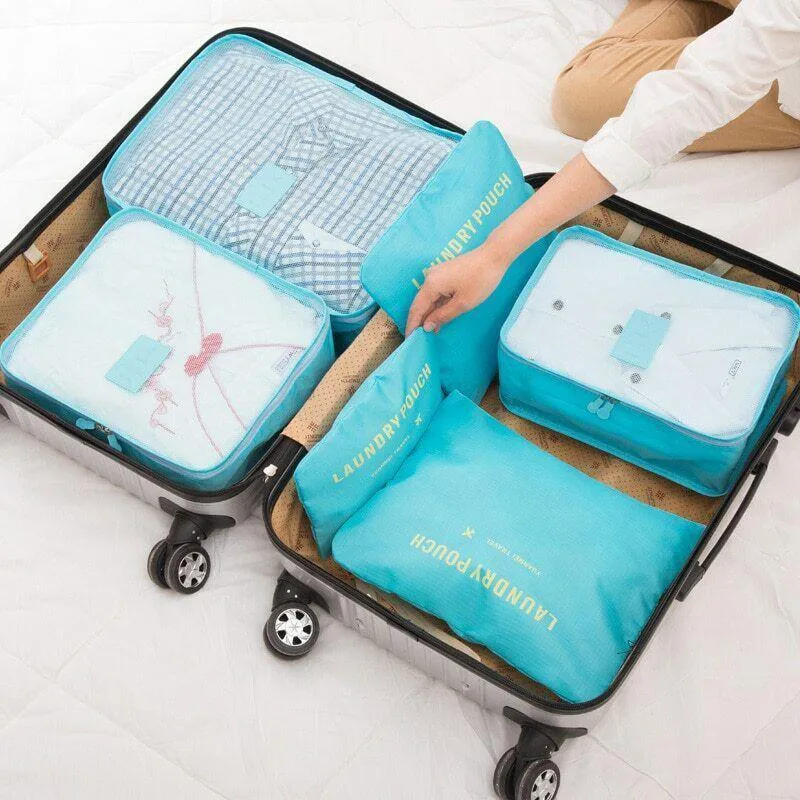 6PCS/Set Suitcase Storage Bags Luggage Organiser Clothes Packing Travel Cubes