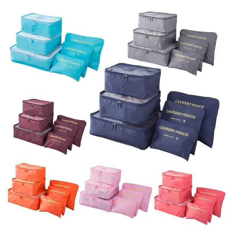 6PCS/Set Suitcase Storage Bags Luggage Organiser Clothes Packing Travel Cubes