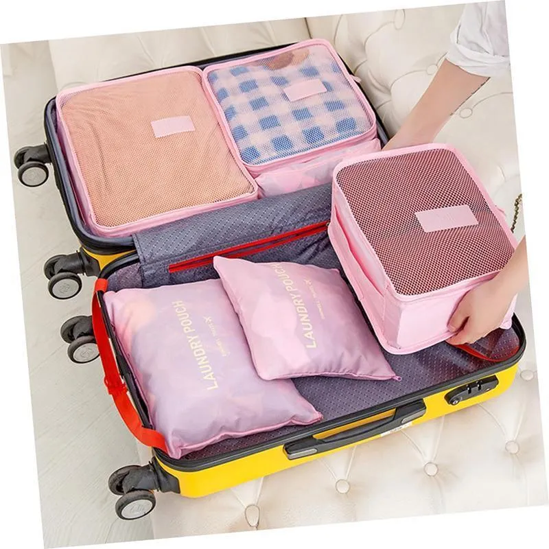 6PCS/Set Suitcase Storage Bags Luggage Organiser Clothes Packing Travel Cubes