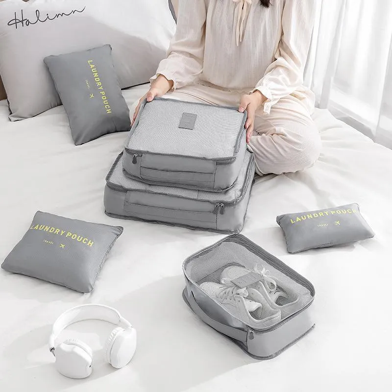 6PCS/Set Suitcase Storage Bags Luggage Organiser Clothes Packing Travel Cubes