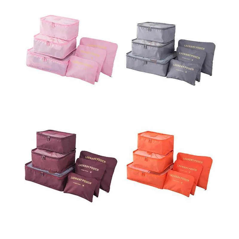 6PCS/Set Suitcase Storage Bags Luggage Organiser Clothes Packing Travel Cubes