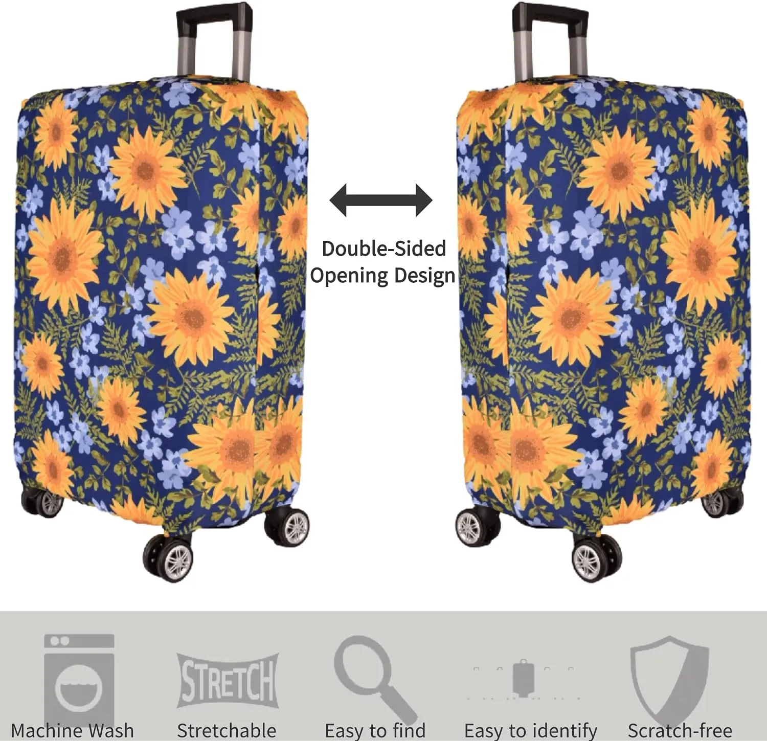 7-Mi Luggage Cover£¬ Suitcase Covers 19-30 Inch Expandable Anti-Scratch Luggage Protector Flower for Carry on Luggage S 19-20IN