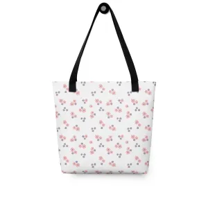 90s White & Pink Floral All Over Print Tote Bag