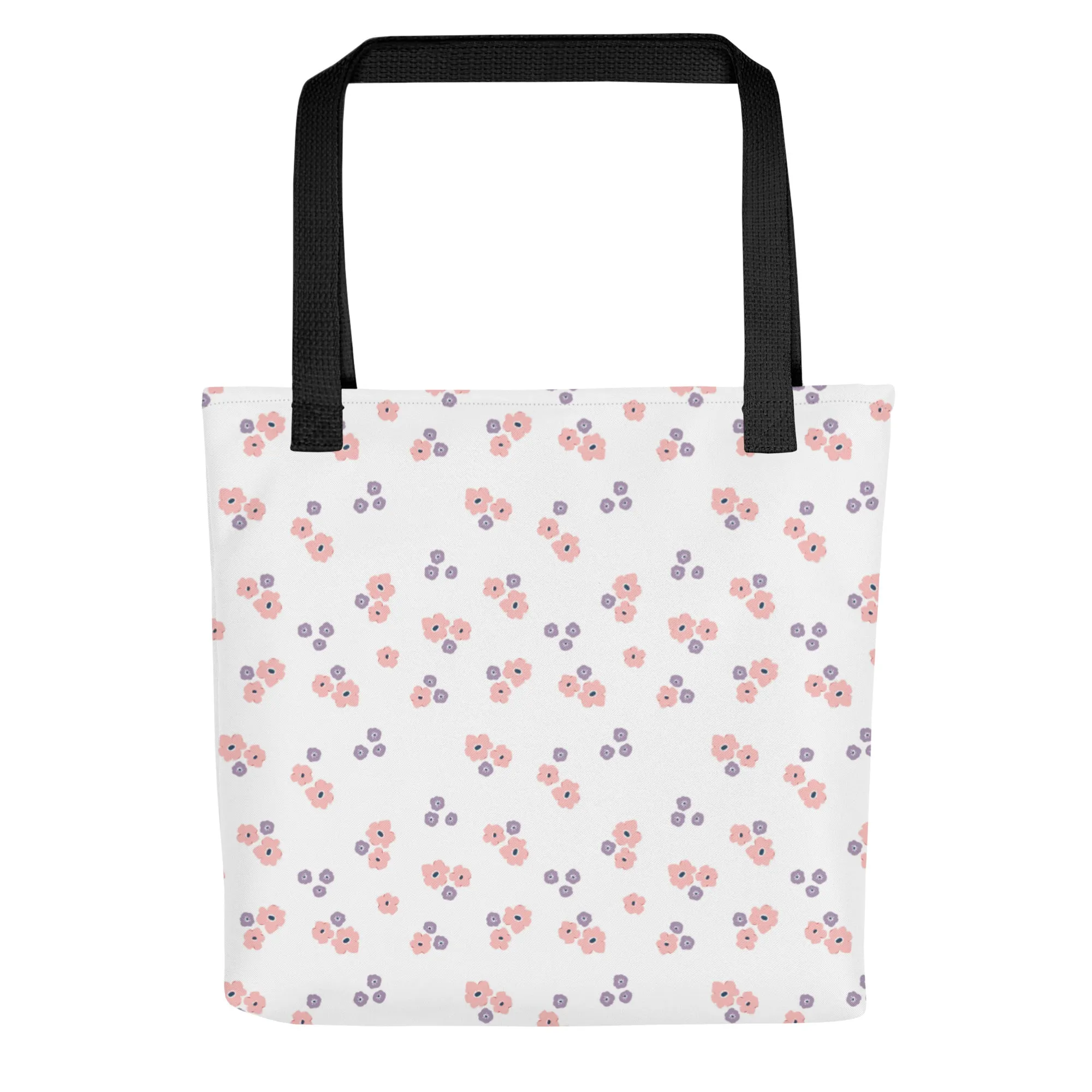 90s White & Pink Floral All Over Print Tote Bag