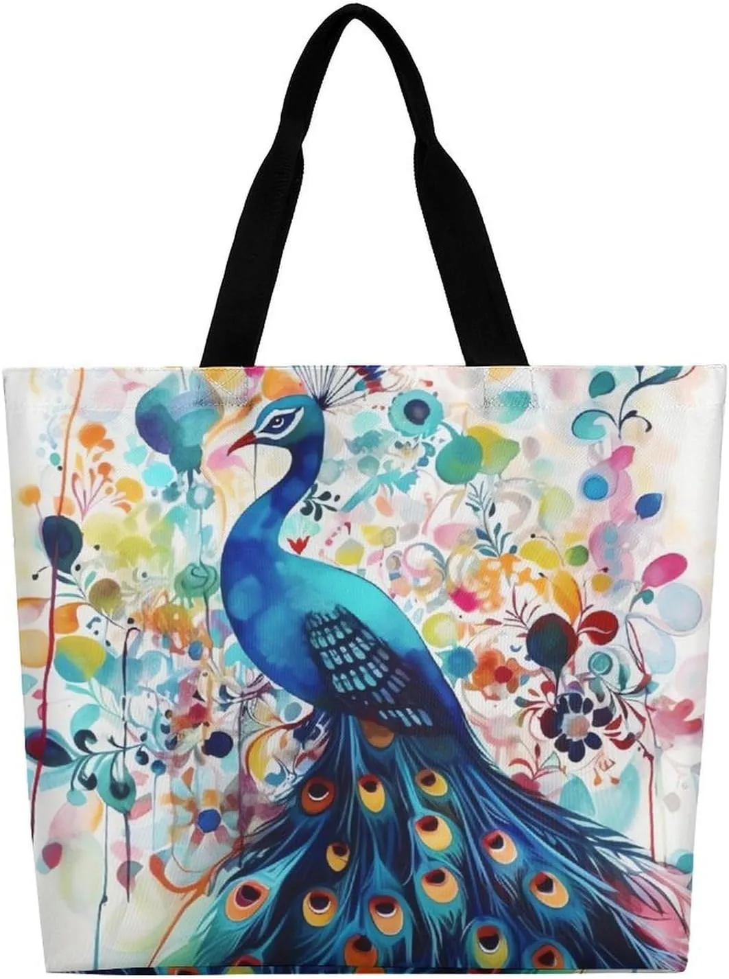 A Full Pizza Tote Bags, Reusable Grocery Bags, Large Shopping Bag, Shoulder Bag for Women