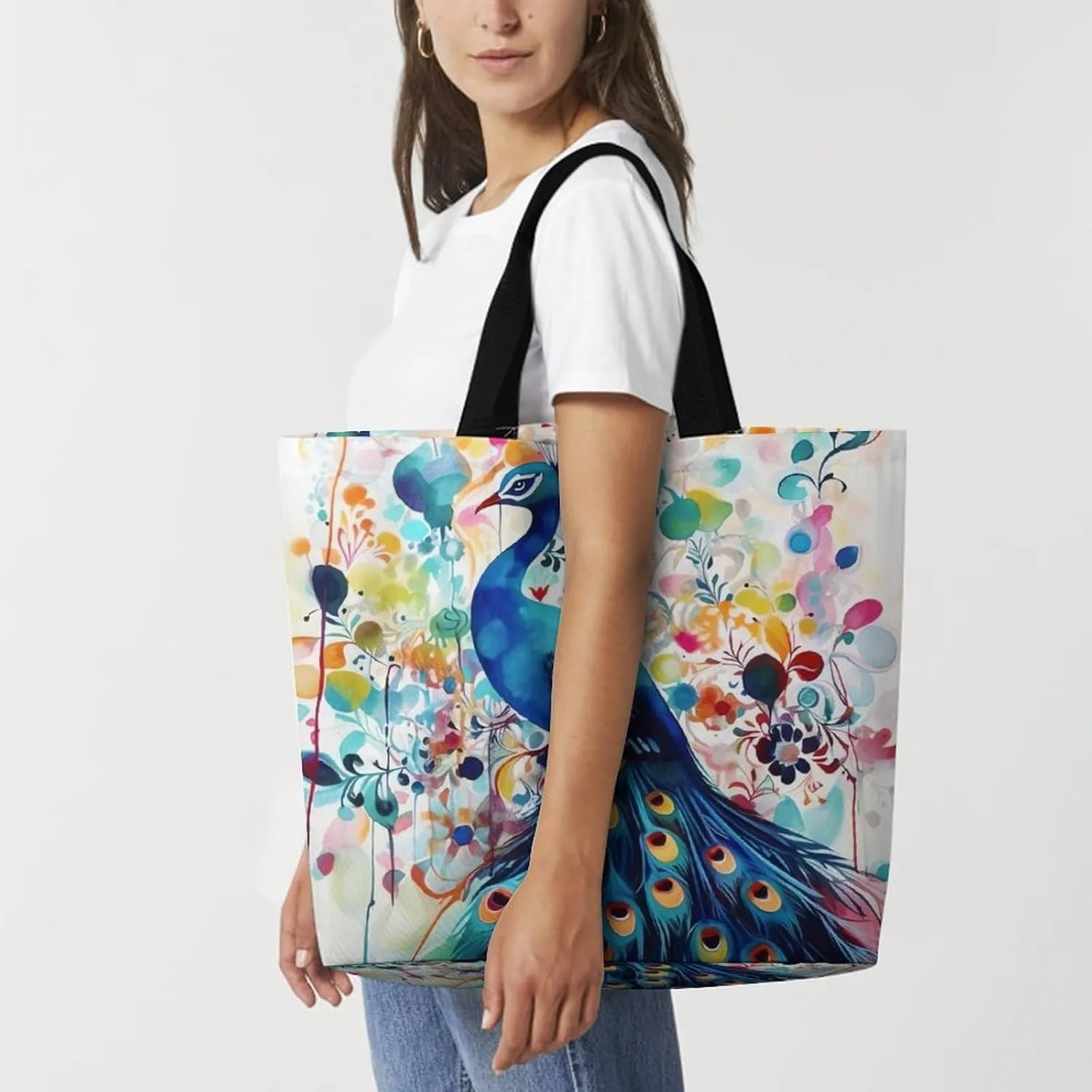 A Full Pizza Tote Bags, Reusable Grocery Bags, Large Shopping Bag, Shoulder Bag for Women