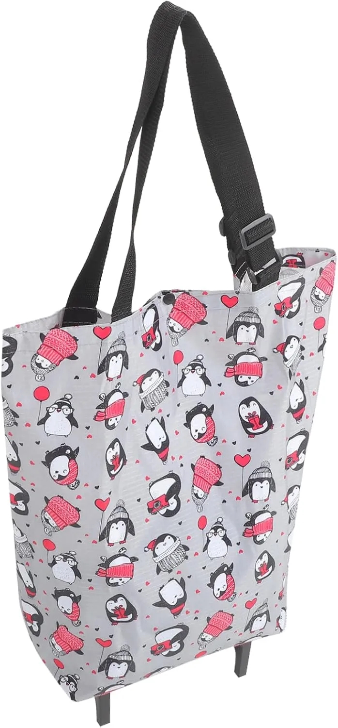 ABOOFAN 3pcs Shopping Trolley Tote Bag Foldable Tote on Wheels Rolling Cart for Groceries