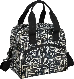 Abstract Ancient Prose Insulated Lunch Bag for Women Men Reusable Waterproof Lunch Box Cooler Tote Bag One shoulder portable meal bag Portable Adult Lunchbox for Work Picnic Hiking Beach