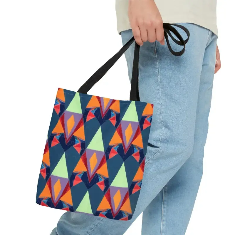Abstract Colorful Triangles Print Tote Bag