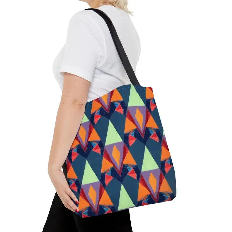 Abstract Colorful Triangles Print Tote Bag