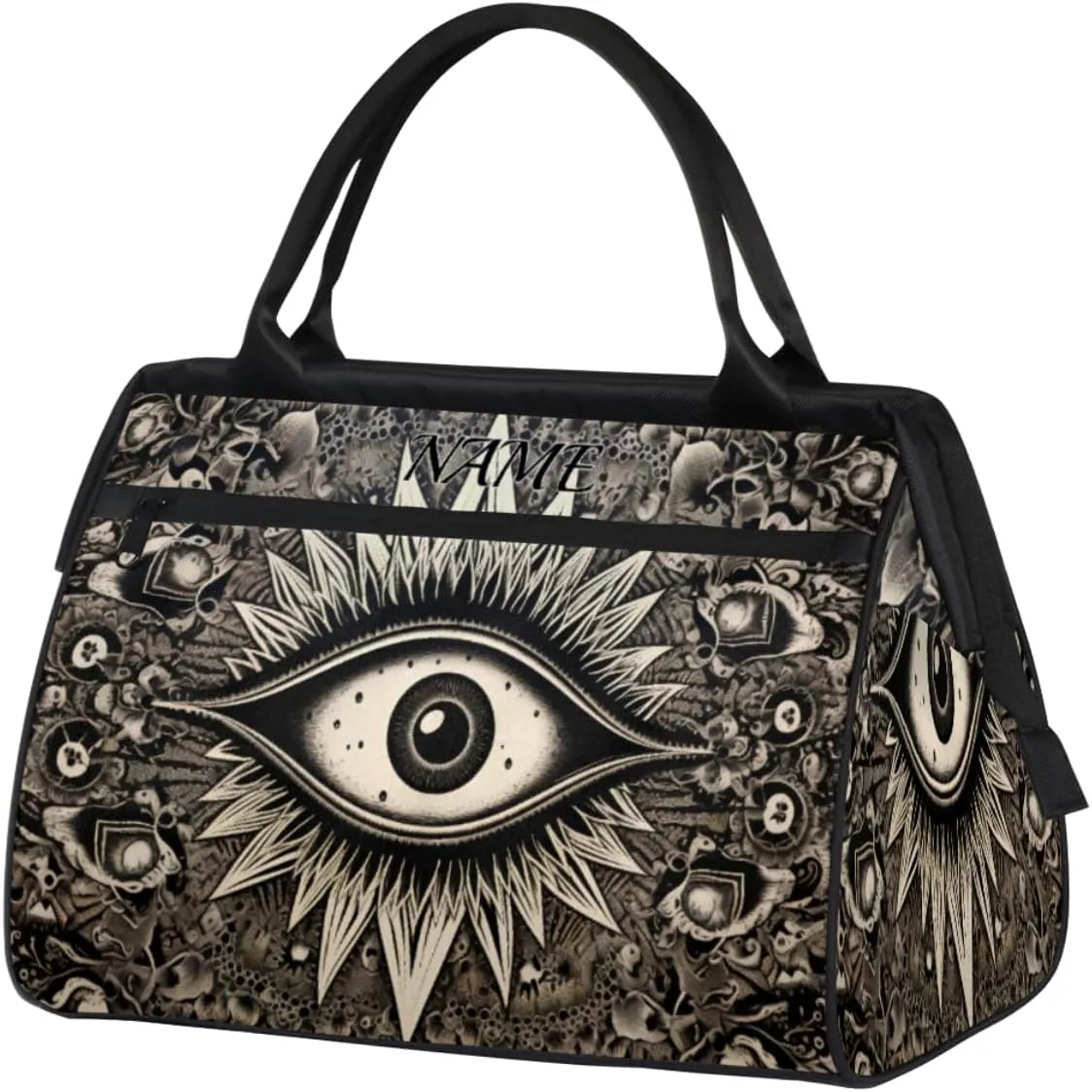 Abstract Devil's Eye Goth Travel Sports Bag for Women Essentials Customized Name Carry On Duffel Gym Bag Personalized Accessories Large Tote Weekender Bag Ladies Beach Waterproof Bag