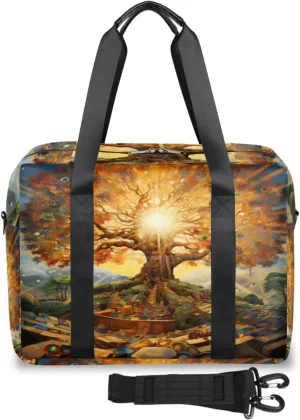 Abstract Prosperous Tree Womens Travel Bags, Weekender Carry on for Women, Sports Gym Bag, Workout Duffel bag, Overnight Shoulder Bag