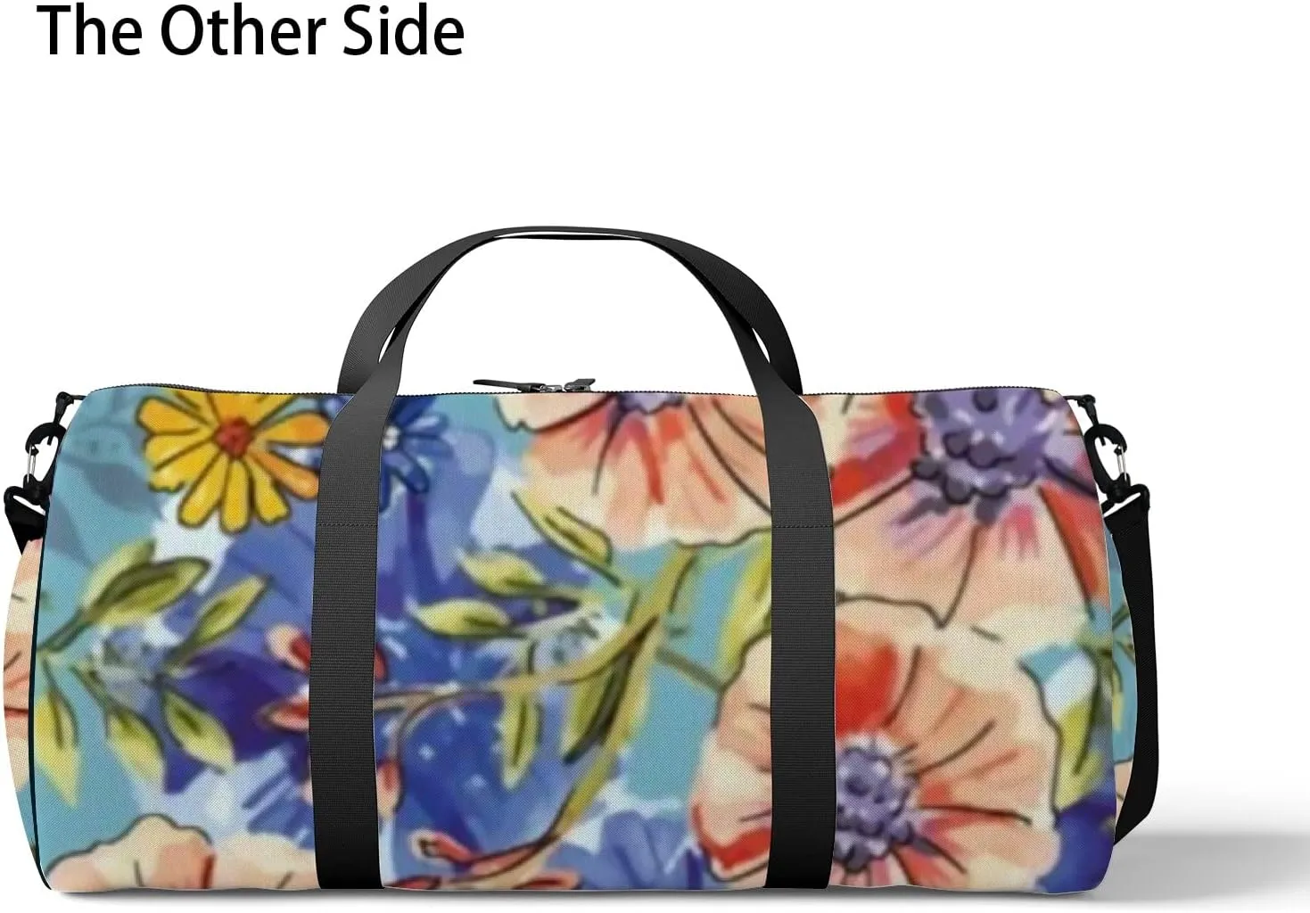 Abstract Watercolor Painting Flowers Leaves Sports Duffel Bag Travel Gym Tote Bags Lightweight Durable Shoulder Strap Waterproof Polyester Outside Mesh Pocket Overnight Trip Duffel Bag for Women Men