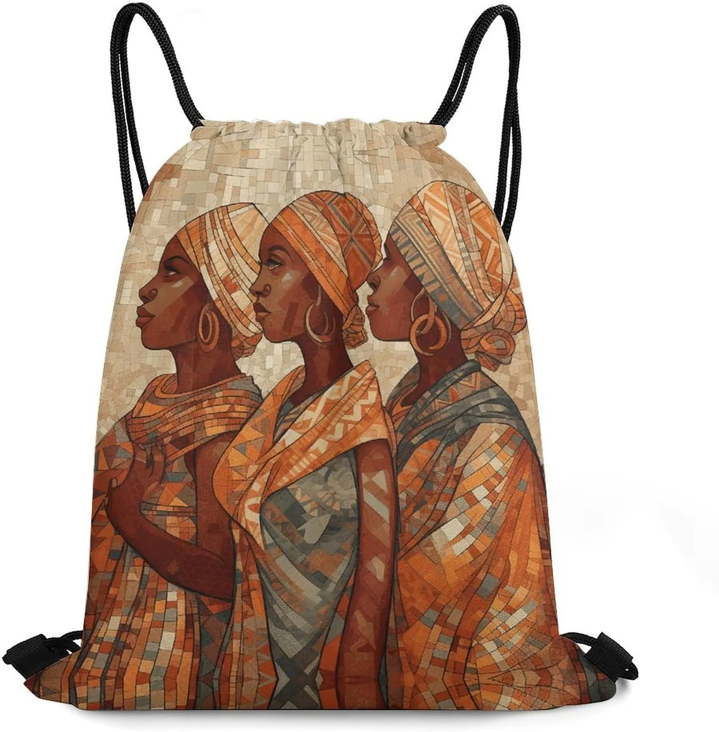 Africa Ethnic Pottery Drawstring Backpack Waterproof Lightweight Gym Bag Sports Cinch Sackpack for Gym,Travel,Swimming,Beach