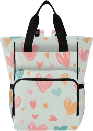 ALAZA Diaper Backpack with with 3 Insulated Pockets, Multifunctional Love Chalk Painting Hearts Diaper Bags Organizer Bag Anti-Theft Travel Backpack for Women Men
