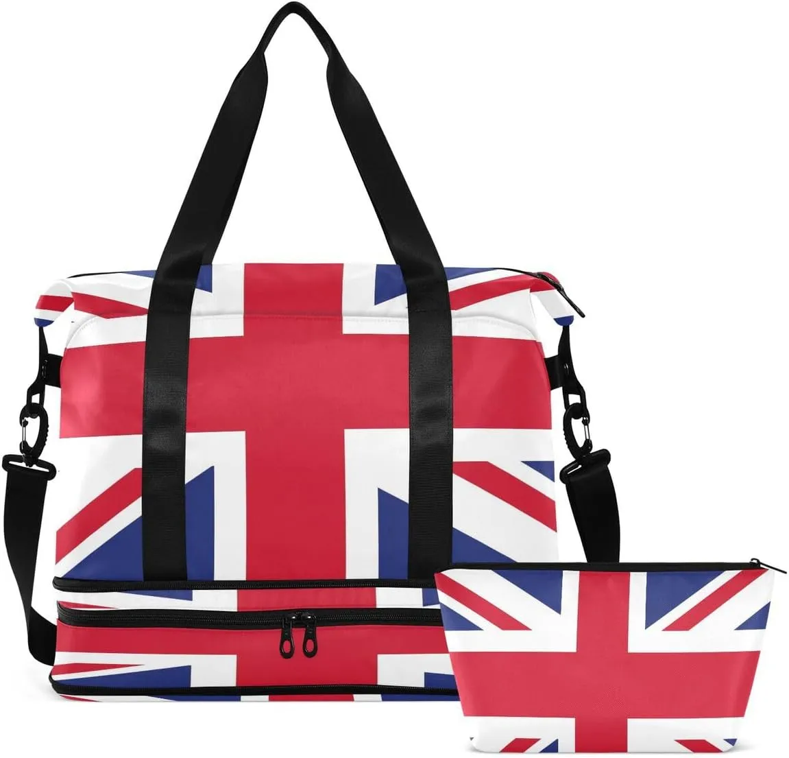 ALAZA Fashion Union Jack Flag Travel Duffel Bag with Shoe Compartment Tote Bag Weekender Overnight Bag with Wet Pocket for Travel,Gym,Yoga,Swimming