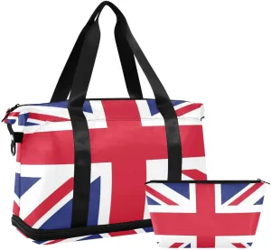 ALAZA Fashion Union Jack Flag Travel Duffel Bag with Shoe Compartment Tote Bag Weekender Overnight Bag with Wet Pocket for Travel,Gym,Yoga,Swimming