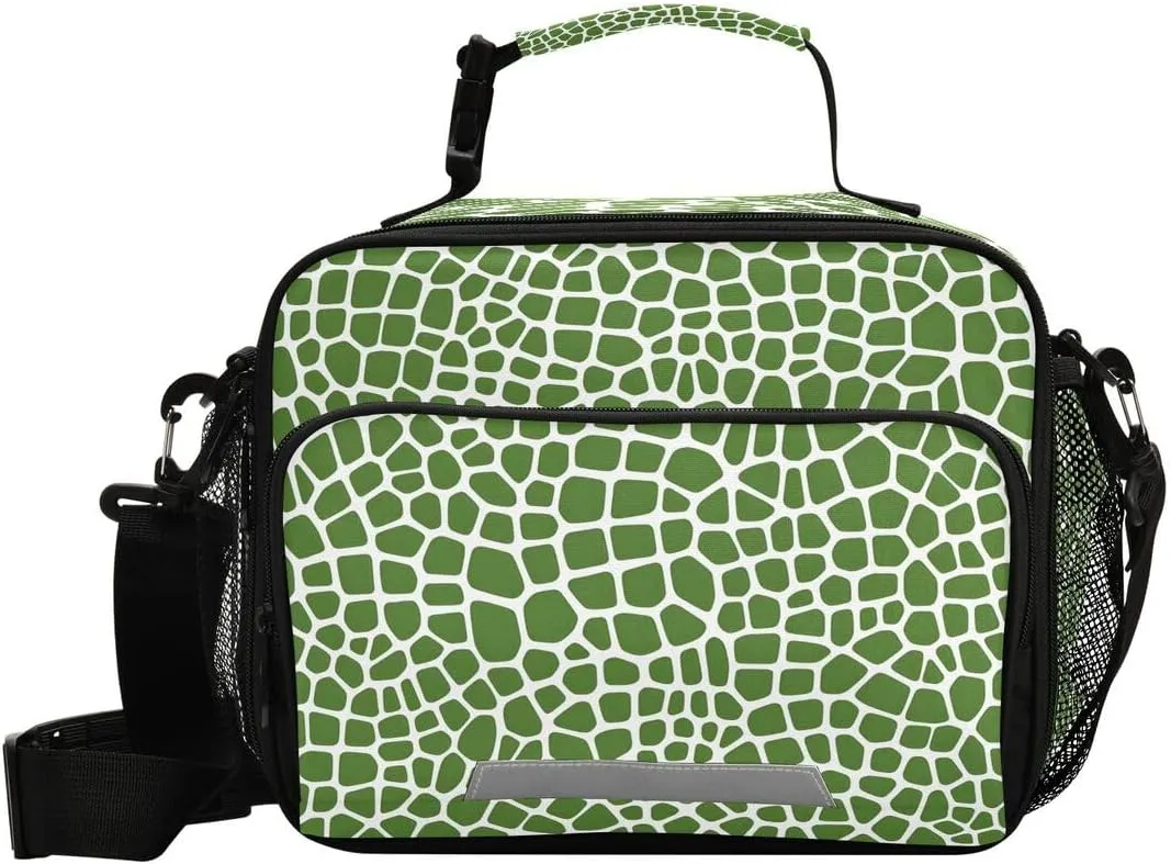 ALAZA Lizard Skin Print Lunch Bag Reusable Insulated Cooler Lunch Tote Bag with Adjustable Shoulder Strap for Boys Girls Travel Picnic