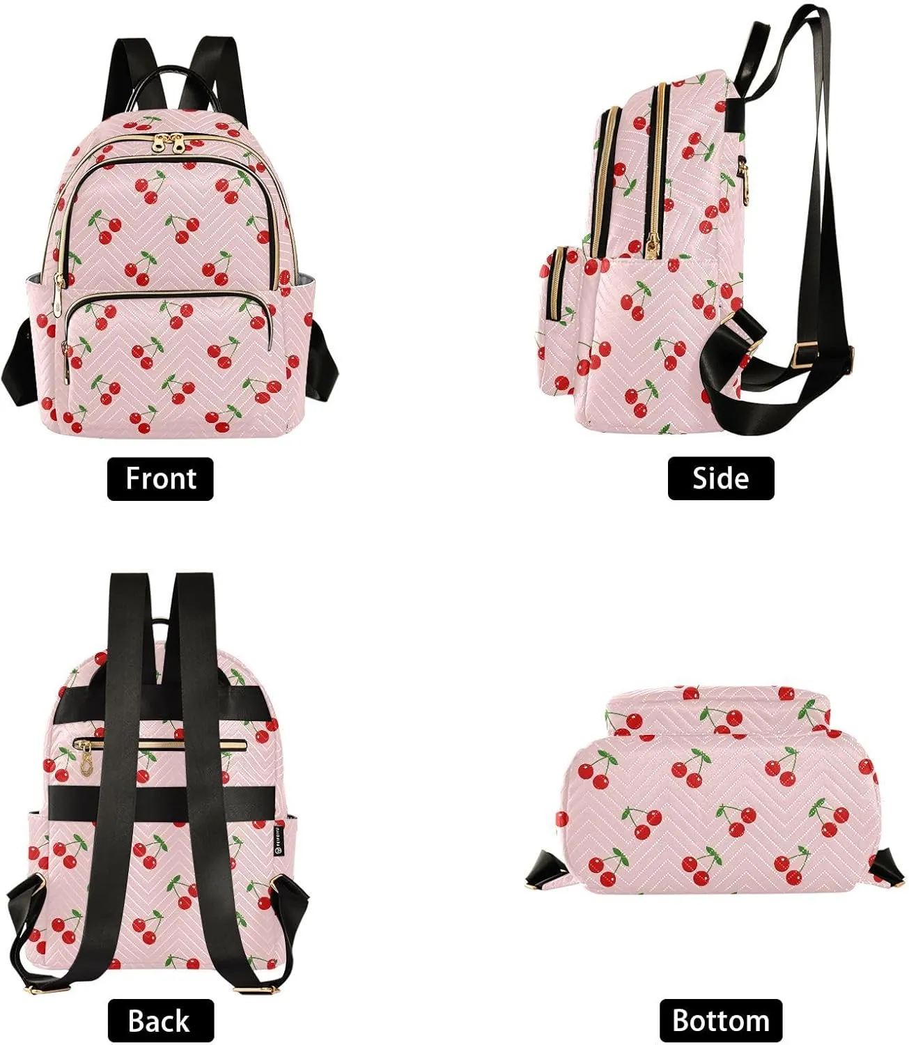 ALAZA Mini Backpack for Women, Cherry Pink Pattern Travel Backpack Purse for Ladies, Small Bookbag Daypack Shoulder Bag M