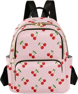 ALAZA Mini Backpack for Women, Cherry Pink Pattern Travel Backpack Purse for Ladies, Small Bookbag Daypack Shoulder Bag M