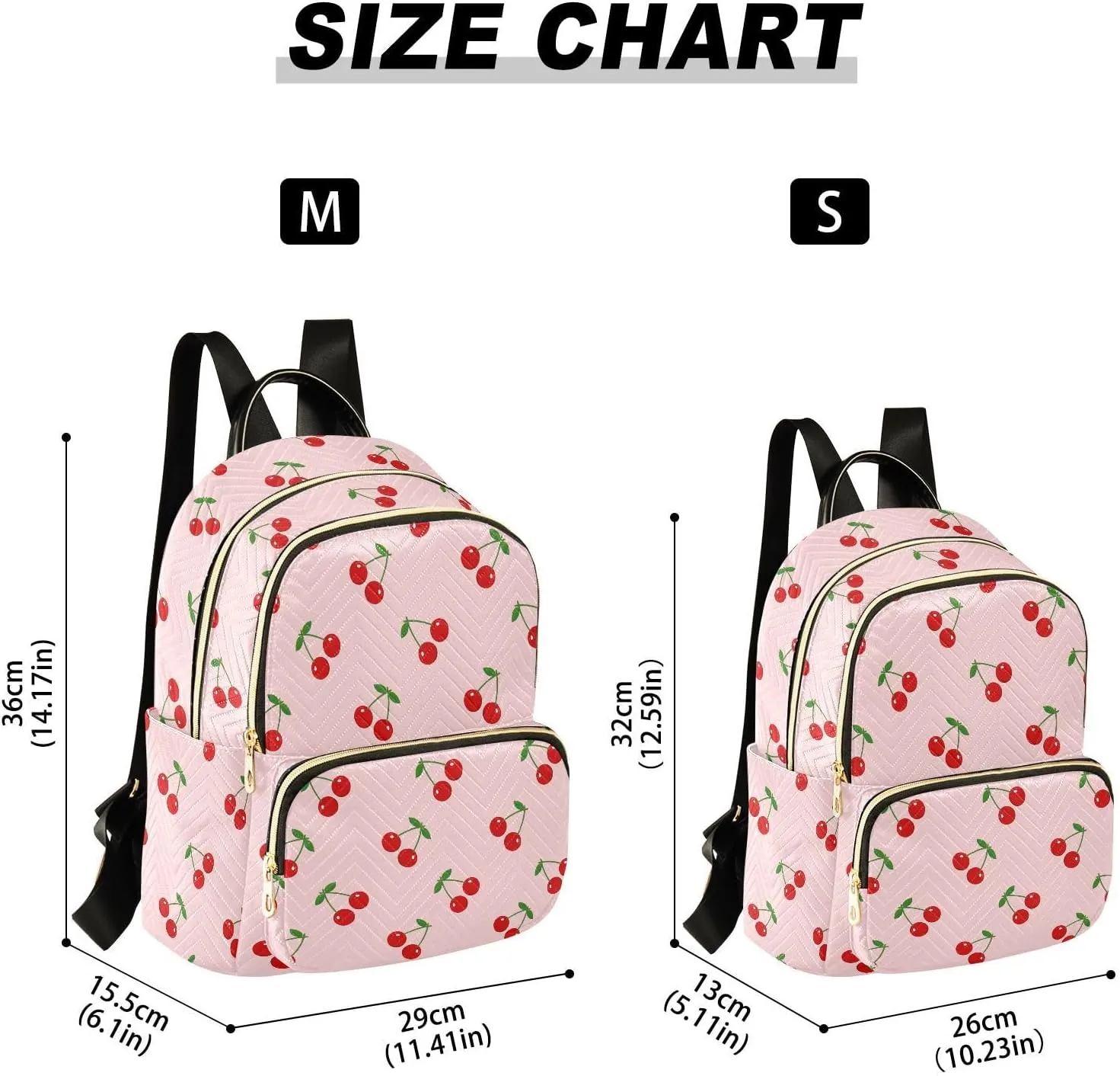 ALAZA Mini Backpack for Women, Cherry Pink Pattern Travel Backpack Purse for Ladies, Small Bookbag Daypack Shoulder Bag M