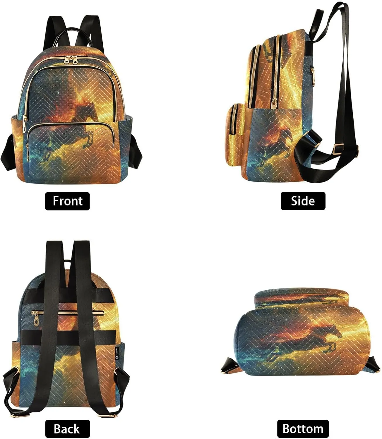 ALAZA Mini Backpack for Women Galloping Horse Roars with Starry Sky Travel Backpack Purse for Ladies Handbag Shoulder Bag Casual Daypack, M