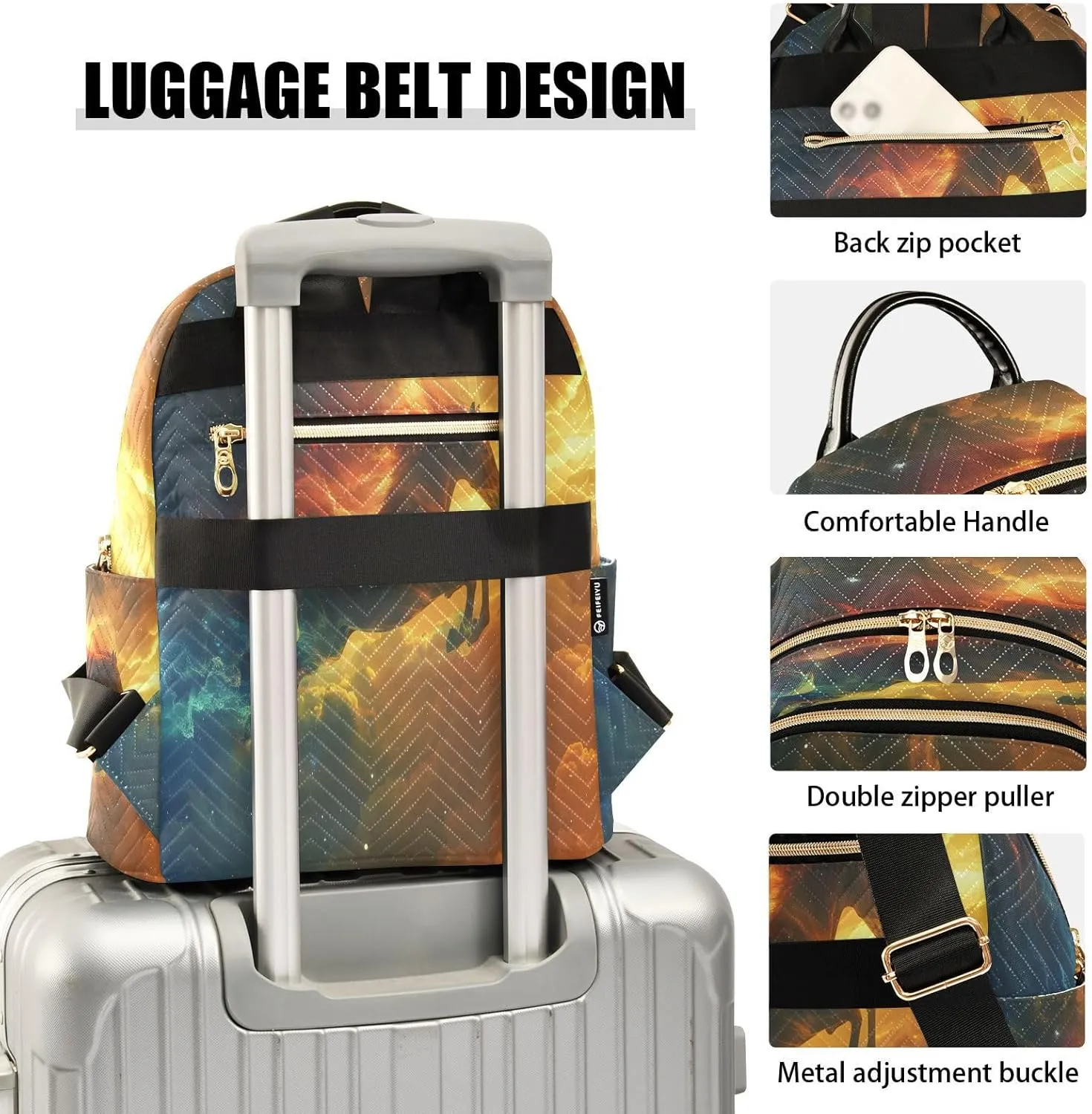 ALAZA Mini Backpack for Women Galloping Horse Roars with Starry Sky Travel Backpack Purse for Ladies Handbag Shoulder Bag Casual Daypack, M