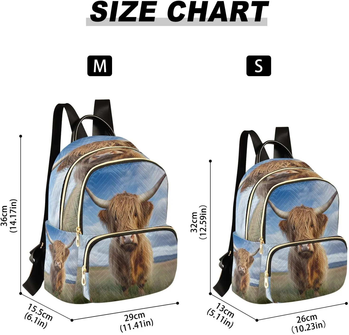 ALAZA Mini Backpack for Women Highland Cow Grassland Travel Backpack Purse for Ladies Handbag Shoulder Bag Casual Daypack, M