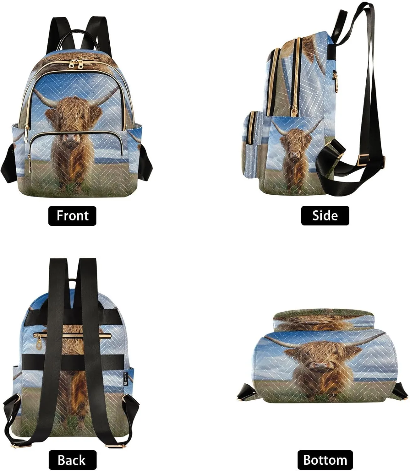 ALAZA Mini Backpack for Women Highland Cow Grassland Travel Backpack Purse for Ladies Handbag Shoulder Bag Casual Daypack, M