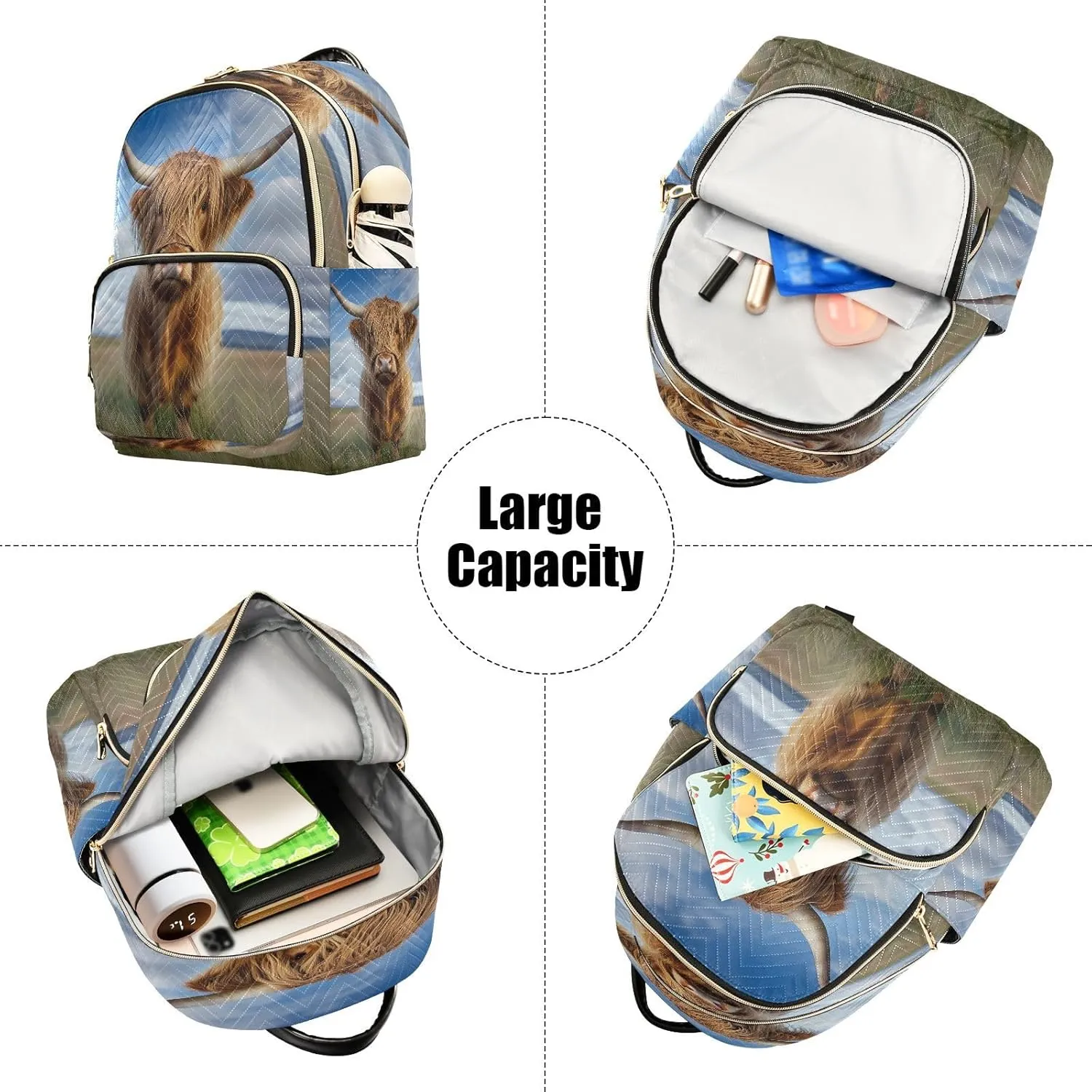 ALAZA Mini Backpack for Women Highland Cow Grassland Travel Backpack Purse for Ladies Handbag Shoulder Bag Casual Daypack, M