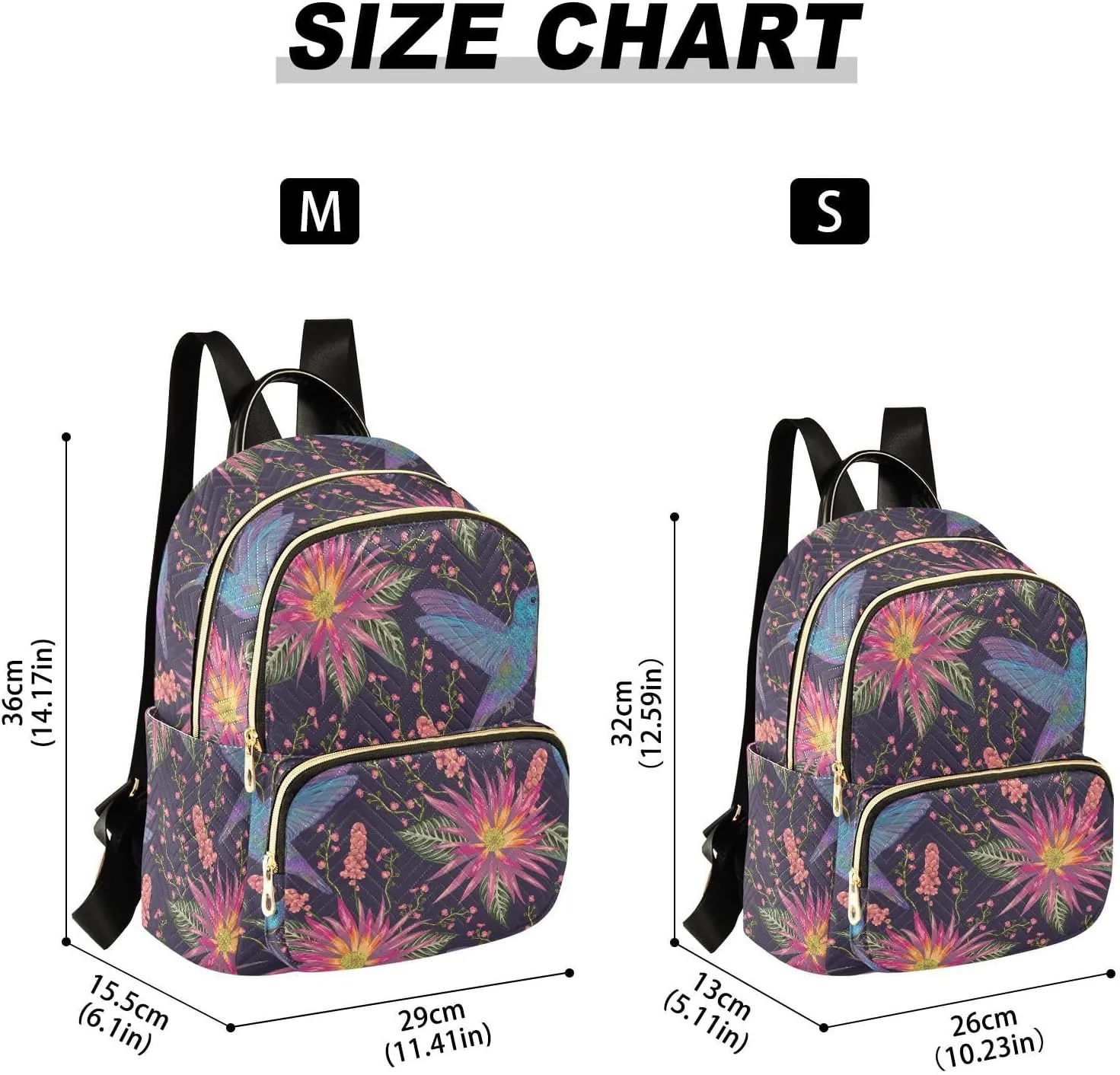 ALAZA Mini Backpack for Women, Hummingbird Tropical Flower Travel Backpack Purse for Ladies, Small Bookbag Daypack Shoulder Bag M