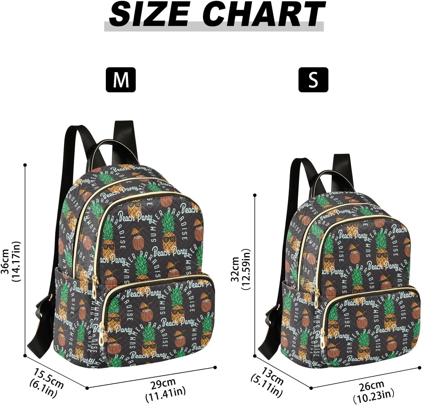 ALAZA Mini Backpack for Women, Tropical Pineapple Coconut Travel Backpack Purse for Ladies, Small Bookbag Daypack Shoulder Bag M