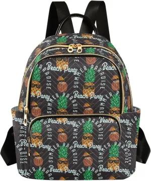 ALAZA Mini Backpack for Women, Tropical Pineapple Coconut Travel Backpack Purse for Ladies, Small Bookbag Daypack Shoulder Bag M