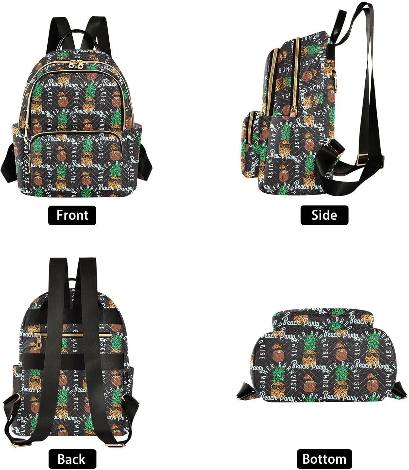 ALAZA Mini Backpack for Women, Tropical Pineapple Coconut Travel Backpack Purse for Ladies, Small Bookbag Daypack Shoulder Bag M