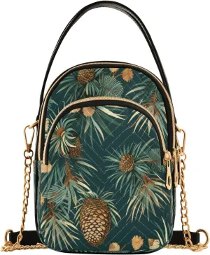ALAZA Quilted Crossbody Bags for Women,Chestnuts and Pines Women's Crossbody Handbags Small Travel Purses Phone Bag