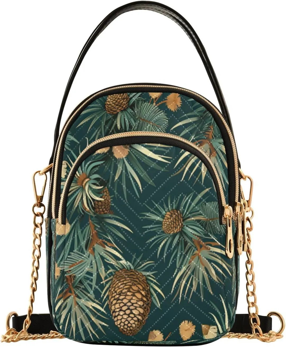 ALAZA Quilted Crossbody Bags for Women,Chestnuts and Pines Women's Crossbody Handbags Small Travel Purses Phone Bag