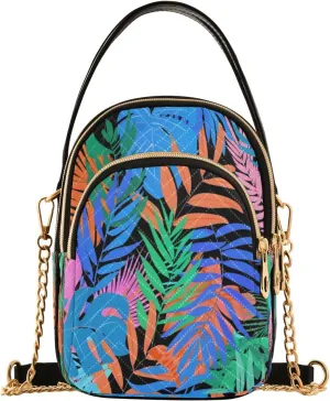ALAZA Quilted Crossbody Bags for Women,Exotic Tropical Plant Women's Crossbody Handbags Small Travel Purses Phone Bag