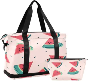 ALAZA Sweet Fruit Strawberry Travel Duffel Bag with Shoe Compartment Tote Bag Weekender Overnight Bag with Wet Pocket for Travel,Gym,Yoga,Swimming