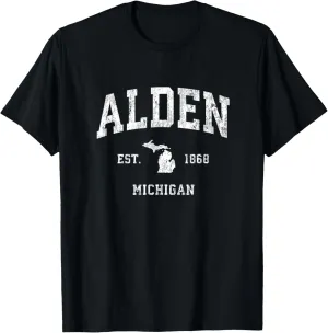 Alden Michigan MI Vintage Athletic Sports Design T-Shirt