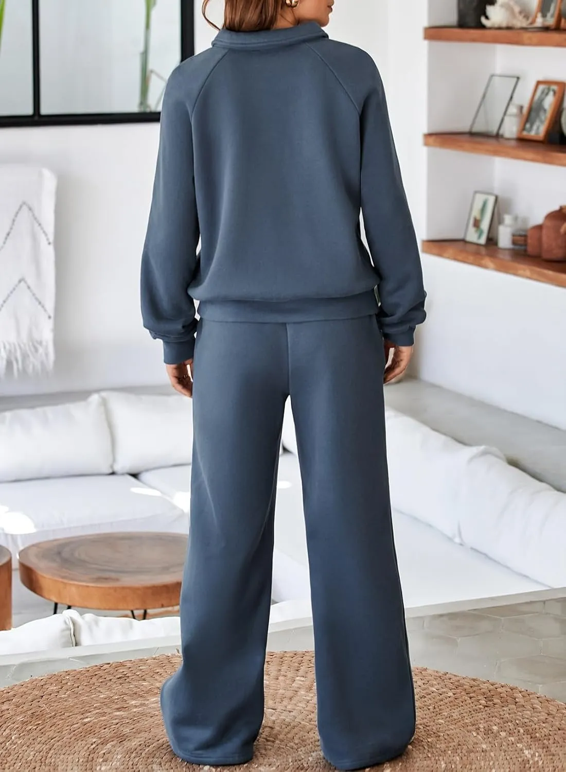 Aleumdr Women's 2 Piece Outfits Sweatsuit Oversized Sweatshirt Wide Leg Sweatpants Matching Lounge Set 2024