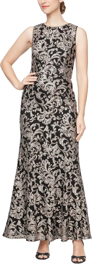 Alex Evenings Women's Long Sleeveless Mother of The Bride Dress with Shawl (Petite and Regular Sizes)