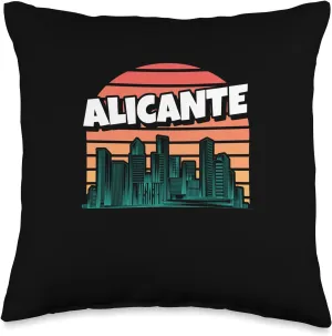 Alicante Retro Spain Vintage Alicantino Traveler Throw Pillow, 16x16, Multicolor