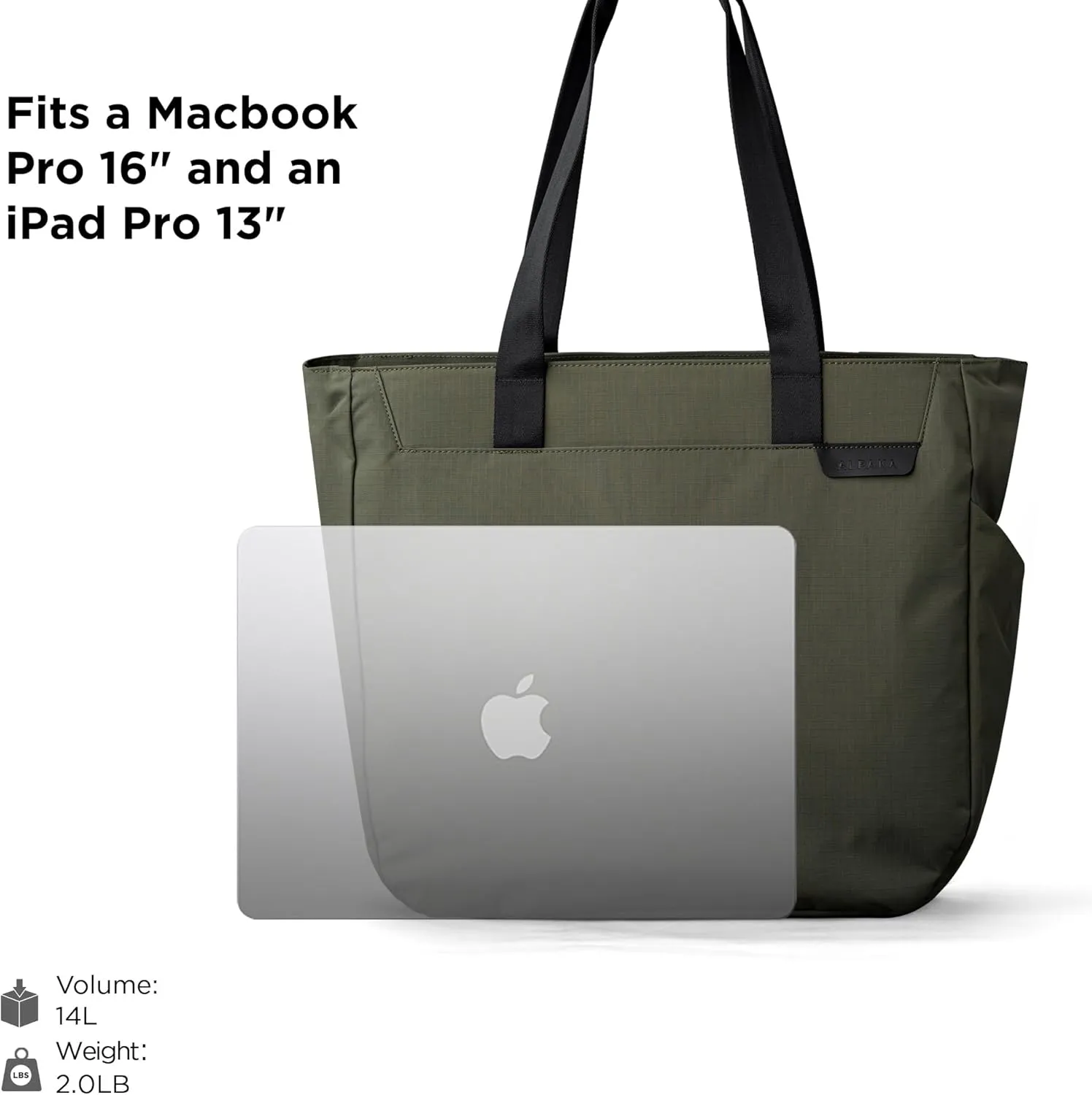 ALPAKA Metro Tote Bag - Build 16" Laptop & Tablet Sleeve with zipper, External Bottle Pocket,Luggage pass-through