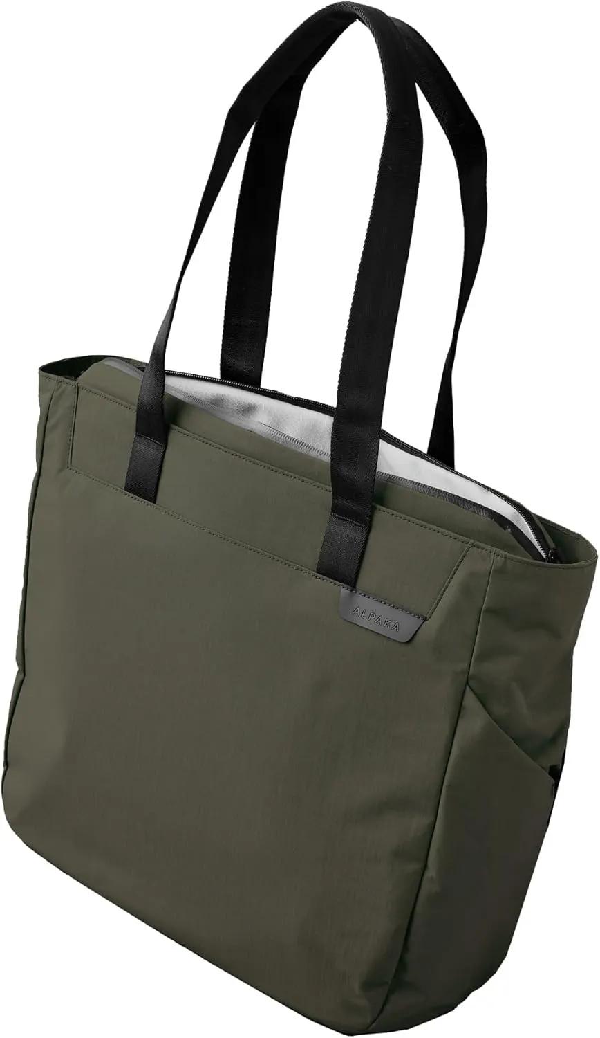 ALPAKA Metro Tote Bag - Build 16" Laptop & Tablet Sleeve with zipper, External Bottle Pocket,Luggage pass-through