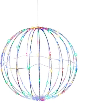 Alpine Corporation 16" H Indoor/Outdoor Foldable Metal Hanging Ornament with Multi-Colored LED Lights, Christmas Decoration