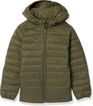 Amazon Essentials Boys and Toddlers' Lightweight Water-Resistant Packable Hooded Puffer Jacket